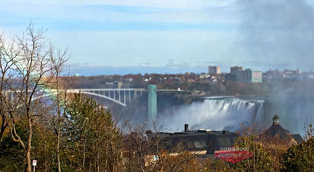 Niagara Falls behind the falls