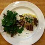 Pan Seared Beef Tenderloin with Brandy Mustard Sauce, Field Green Salad with Homemade Vinaigrette